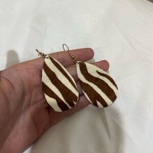western cowhide dangly earrings